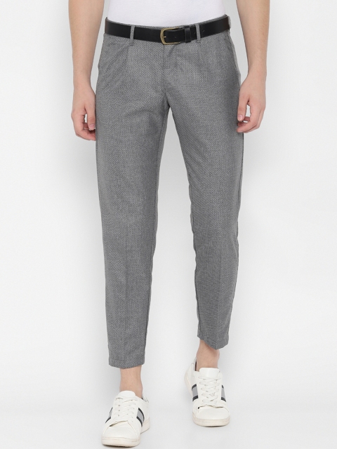 

Allen Solly Men Grey Slim Fit Self Design Regular Trousers