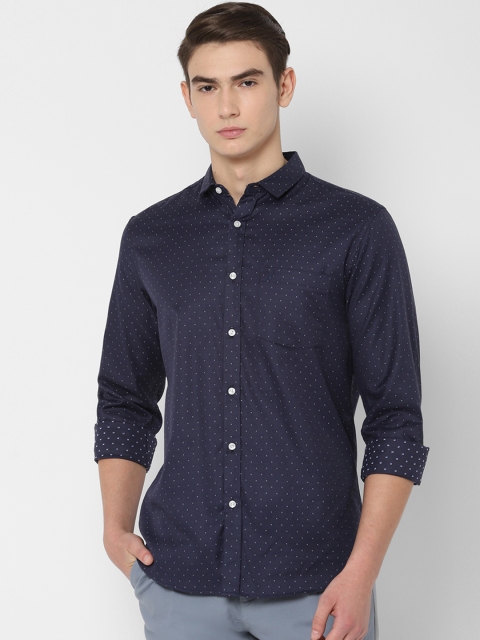 

Allen Solly Men Navy Blue & White Slim Fit Printed Casual Shirt