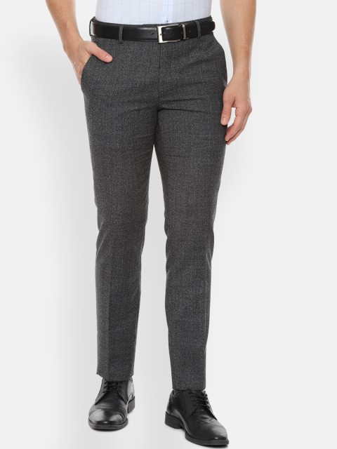 

Van Heusen Men Grey Slim Fit Self Design Formal Trousers