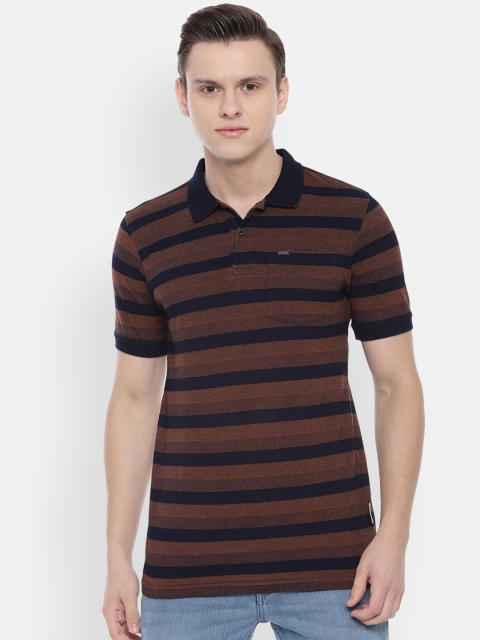 

Van Heusen Sport Men Brown Striped Polo Collar T-shirt