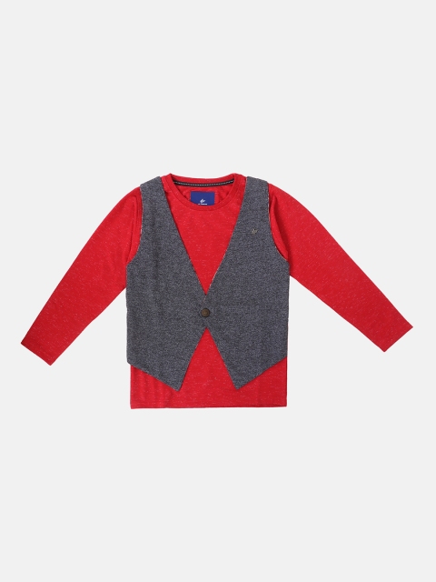 

Lil Tomatoes Boys Red & Grey Solid Sweatshirt