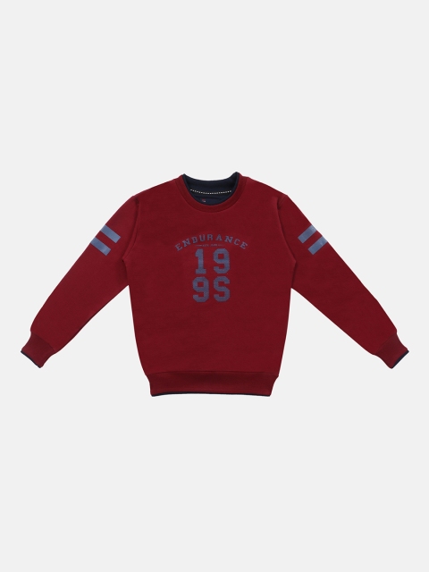 

Lil Tomatoes Boys Maroon & Blue Printed Sweatshirt