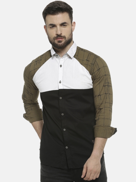 

Campus Sutra Men Brown Regular Fit Colourblocked Casual Shirt