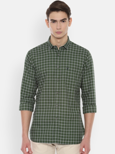 

Allen Solly Men Green & Off-White Slim Fit Checked Casual Shirt