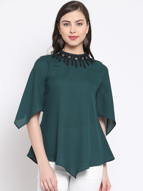 

Just Wow Women Green Self Design A-Line Top