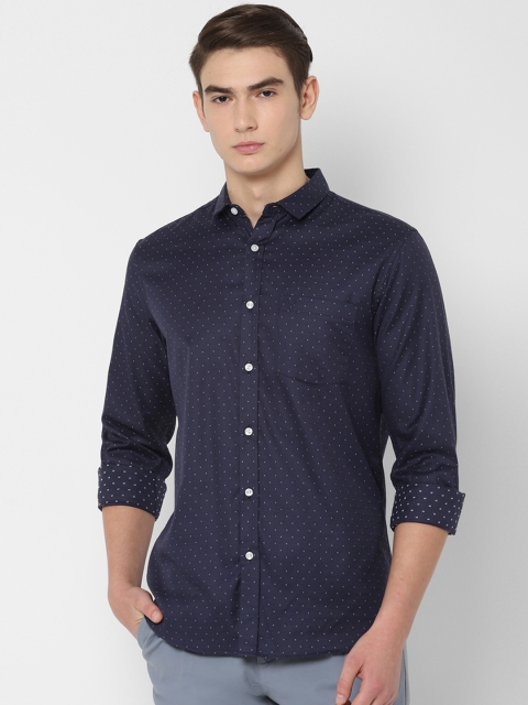 

Allen Solly Men Navy Blue & White Slim Fit Printed Casual Shirt