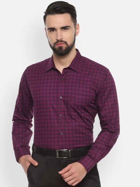 

Van Heusen Men Purple & Navy Blue Regular Fit Checked Formal Shirt