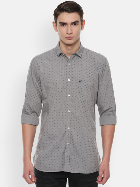 

Allen Solly Men Grey & Black Slim Fit Printed Casual Shirt