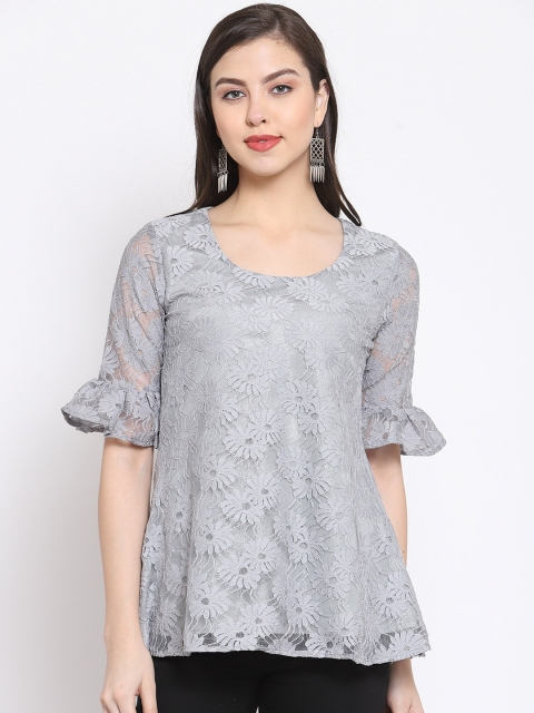 

Just Wow Women Grey Self Design A-Line Top