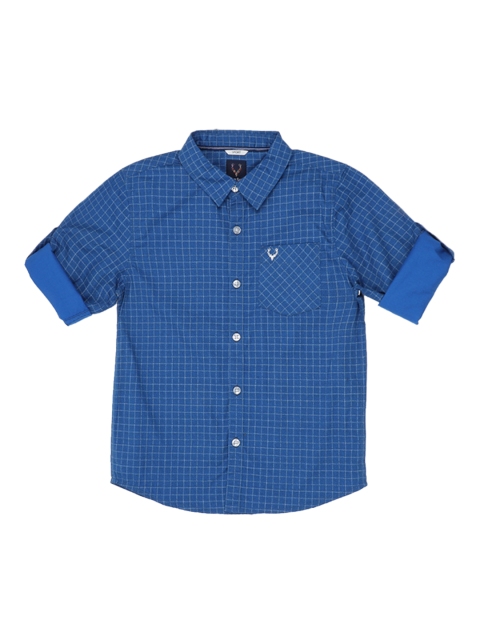 

Allen Solly Junior Boys Blue Regular Fit Checked Casual Shirt