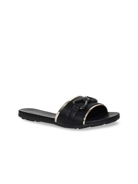 Stride Women Black Solid Open Toe Flats