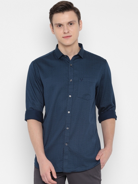 

Allen Solly Men Navy Blue & Black Slim Fit Checked Casual Shirt