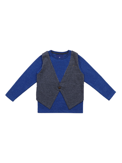 

Lil Tomatoes Boys Blue & Grey Solid Sweatshirt