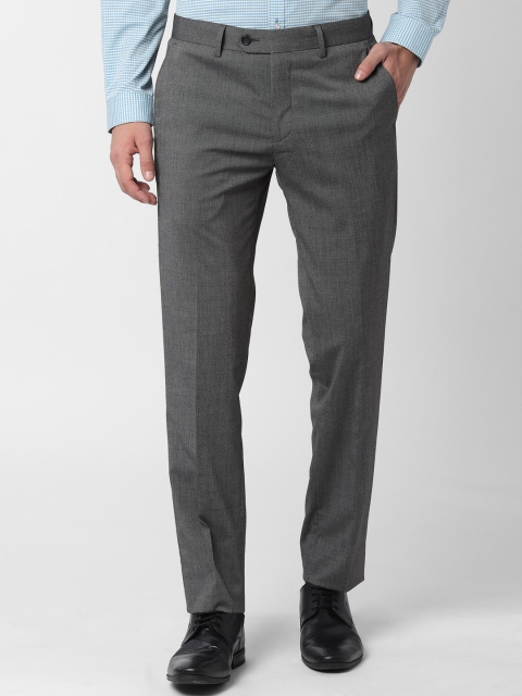 

Peter England Men Grey Self Design Slim Fit Formal Trousers