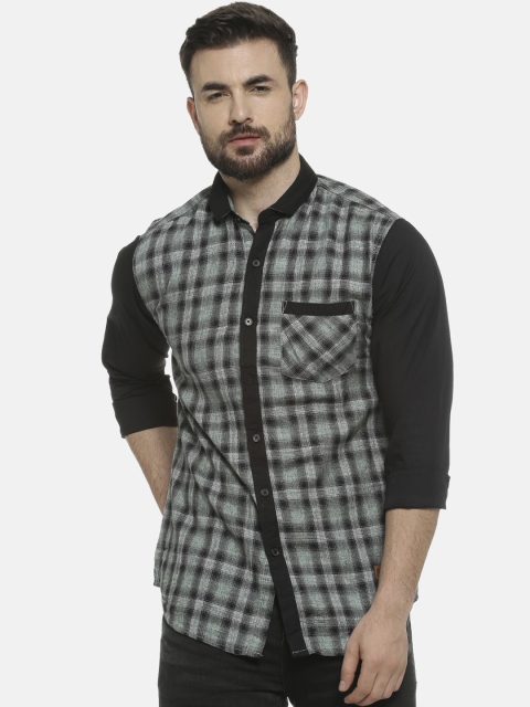 

Campus Sutra Men Green Regular Fit Checked Casual Shirt