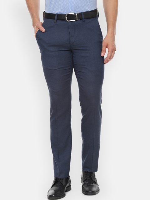 

Van Heusen Men Navy Blue Slim Fit Solid Formal Trousers
