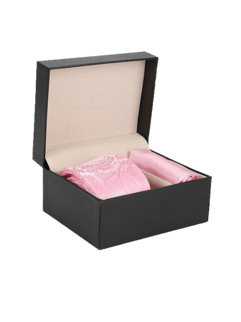 

Van Heusen Men Pink Tie & Pocket Square Gift Set