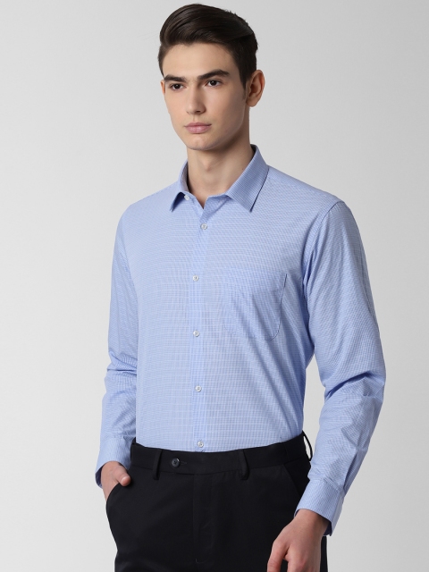 

Peter England Men Blue Regular Fit Checked Formal Shirt