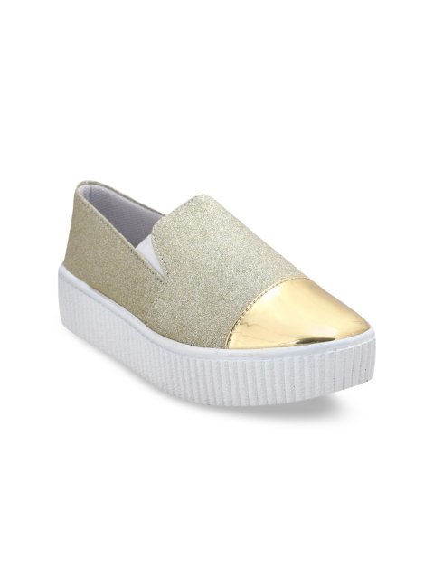 

ZAPATOZ Women Gold-Toned Slip-On Sneakers