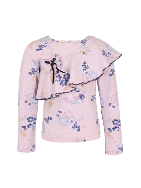 

CUTECUMBER Girls Pink Floral Print Winter Top
