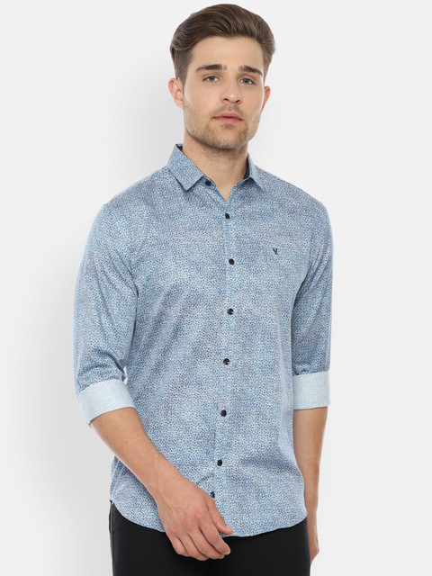 

V Dot Men Blue & White Slim Fit Printed Casual Shirt