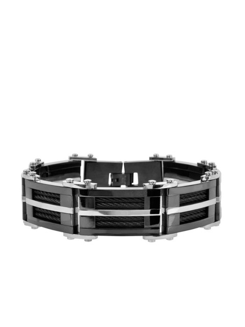 

Inox Jewelry Men Black & Silver-Toned Stainless Steel Link Bracelet