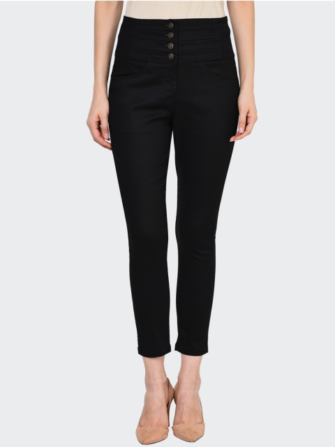 

Castle Women Black Smart Slim Fit Solid Regular Trousers