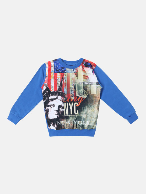 

Lil Tomatoes Boys Blue & Black Printed Sweatshirt