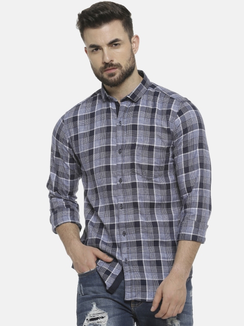 

Campus Sutra Men Blue Regular Fit Checked Casual Shirt