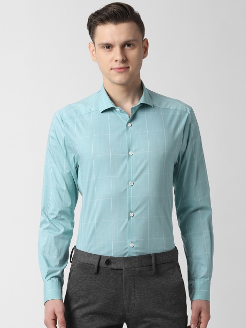 

Peter England Men Blue & White Slim Fit Checked Formal Shirt