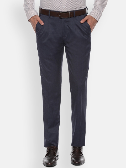 

Van Heusen Men Navy Blue Slim Fit Solid Formal Trousers