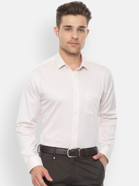 

Van Heusen Men Cream-Coloured Regular Fit Printed Formal Shirt