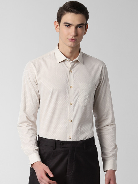 

Peter England Men Beige Slim Fit Self Design Formal Shirt