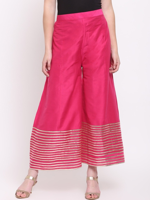 

RIVI Women Magenta Solid Wide Leg Palazzos