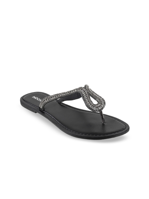 

Mochi Women Grey Embellished T-Strap Flats