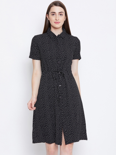 

Ruhaans Women Printed Black Shirt Dress