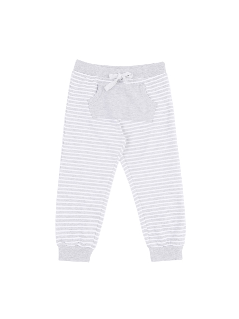 

Pantaloons Baby Boys Grey Melange Striped Straight-Fit Joggers