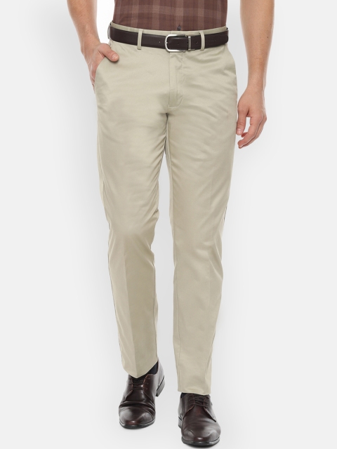 

Louis Philippe Men Beige Regular Fit Solid Formal Trousers