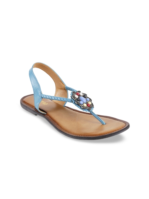 

Metro Women Blue Solid T-Strap Flats