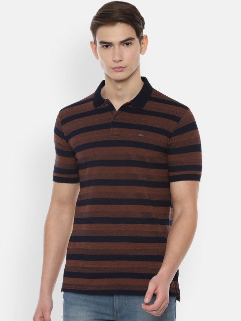 

Van Heusen Sport Men Brown Striped Polo Collar T-shirt