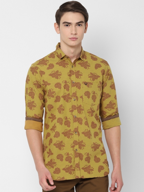 

Allen Solly Men Yellow & Brown Printed Slim Fit Casual Shirt