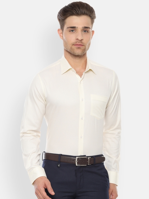 

Van Heusen Men Cream-Coloured Slim Fit Self Design Formal Shirt