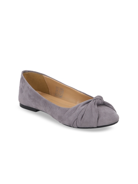 Mode by Red Tape Women Grey Solid Synthetic Suede Ballerinas
