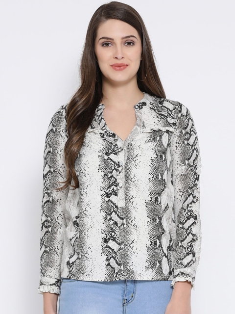

Oxolloxo Women White Snakeskin Print Top
