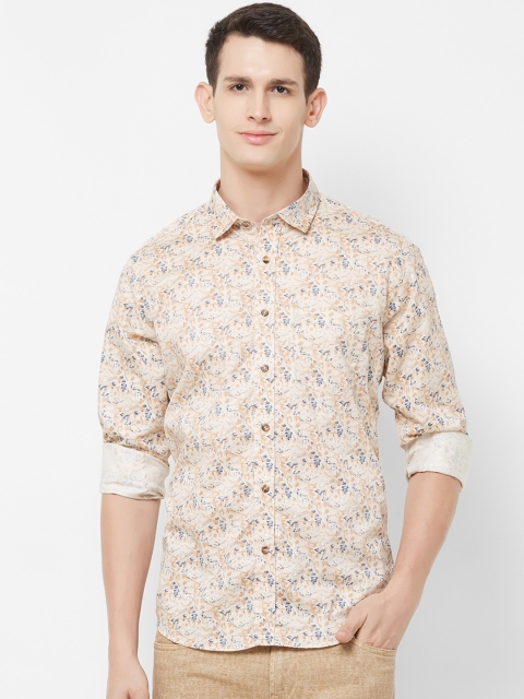 

EVOQ Men Beige & Blue Regular Fit Printed Casual Shirt
