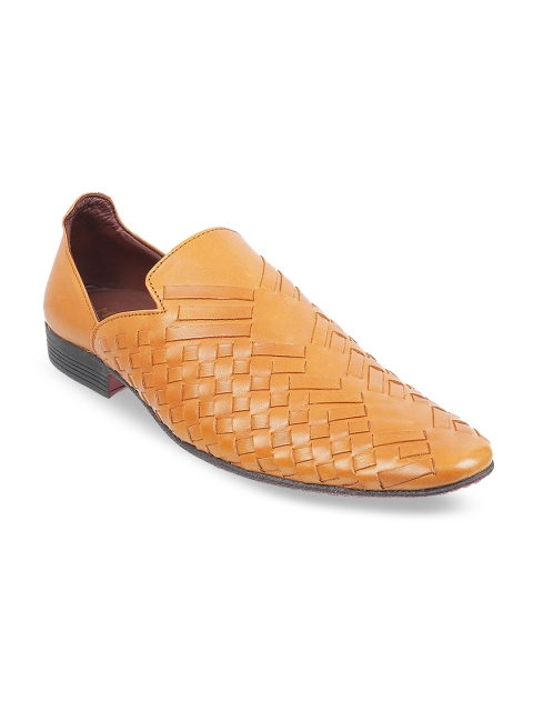 

Metro Men Tan Brown Woven Design Leather Loafers