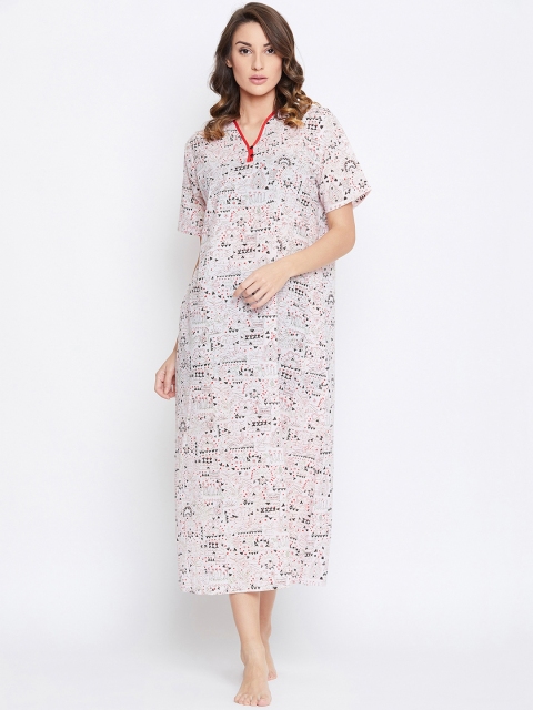 

The Kaftan Company White & Red Printed Nightdress