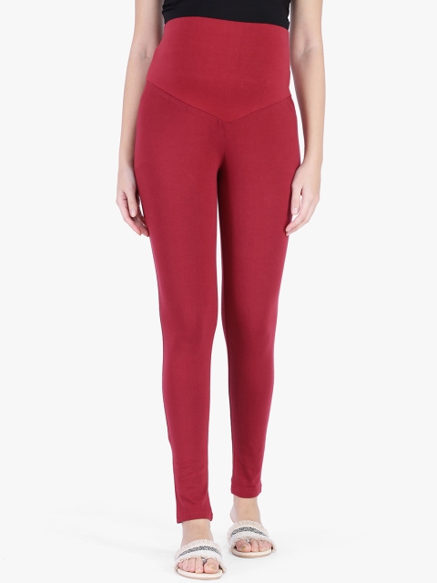 

MomToBe Women Maroon Solid Maternity Ankle-Length Leggings