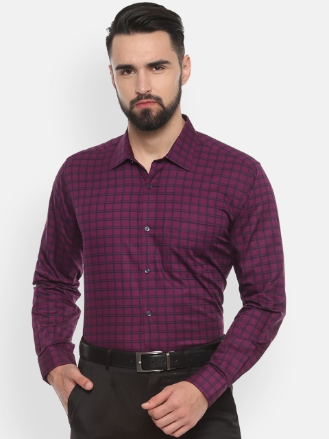 

Van Heusen Men Purple & Navy Blue Regular Fit Checked Formal Shirt