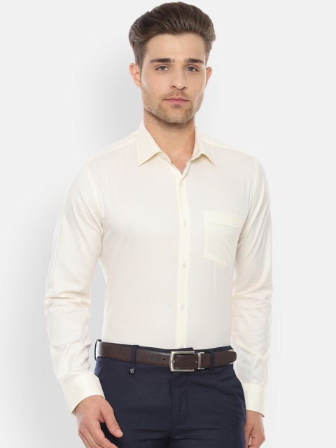 

Van Heusen Men Cream-Coloured Slim Fit Self Design Formal Shirt